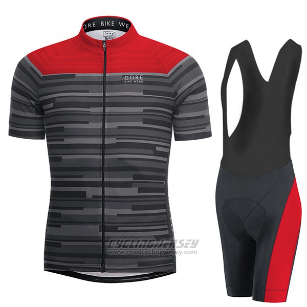 2017 Cycling Jersey Gore Bike Wear Power Stripes Gray Short Sleeve and Bib Short